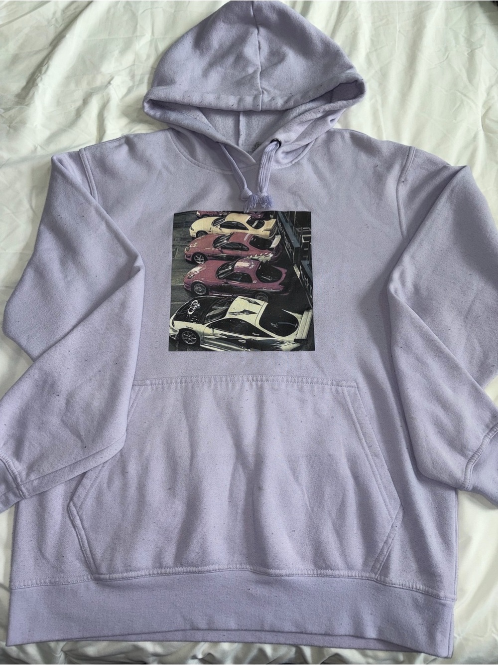 Lilac Men’s Hoodie with Car Graphic